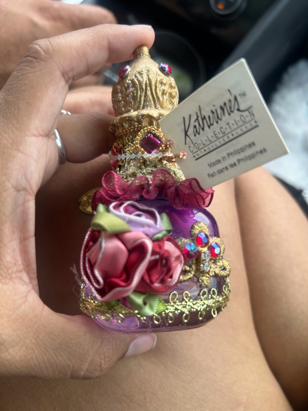 Katherine's Collection Purple and Gold Jeweled Mini Perfume Bottle